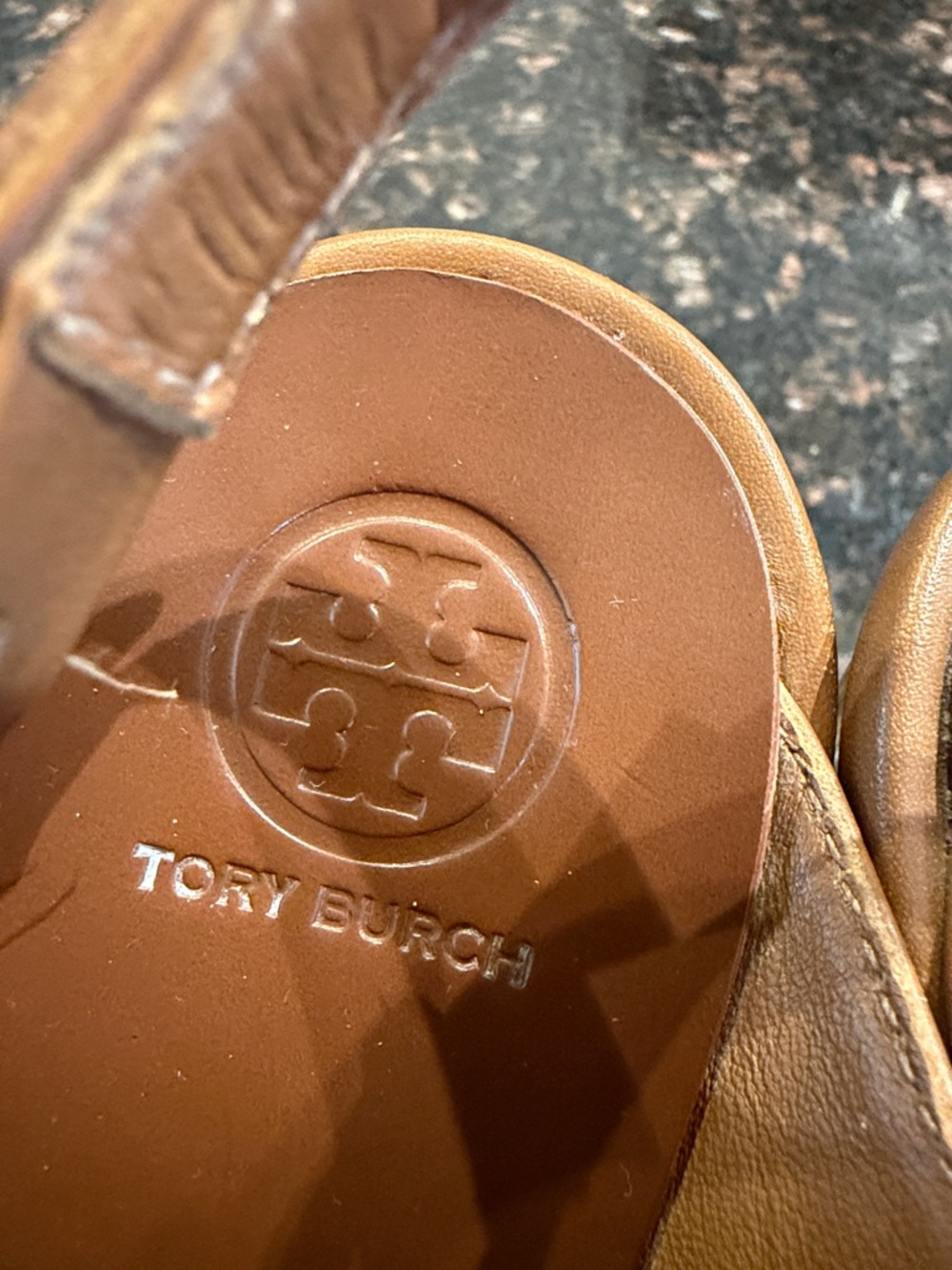 Tory Burch Cognac Leather Wedge Sandals Crisscross Slingback Size 8 - Picture 3 of 5